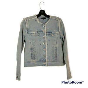 Generation Love Womens Gal Crystal Embellished Denim Jacket Size XS